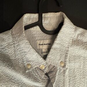 Men's Blue Striped Frank and Oak Seersucker Shirt